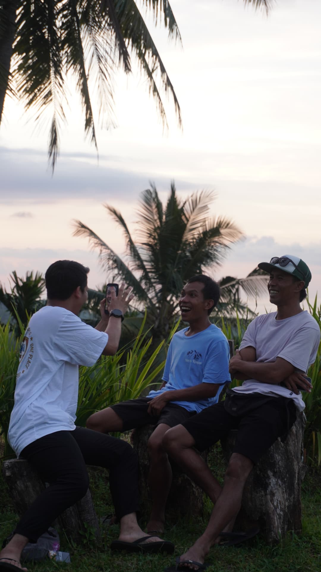 Friends laughing together after a day outdoors